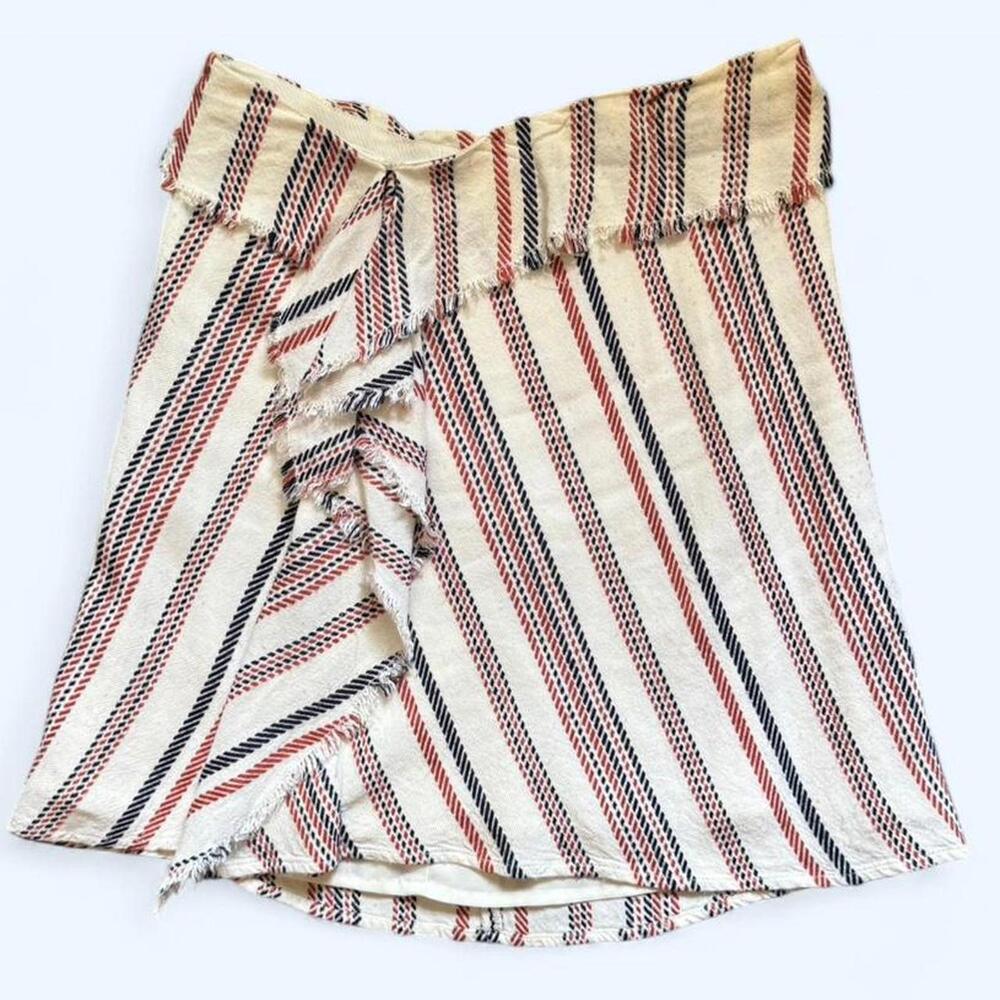 INTERMIX Fringe-Stripe Wrap Mini Skirt – size small